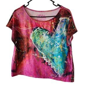 Leoma Lovegrove Large Blouse Shirt Heart Pink Tie Dye Splatter